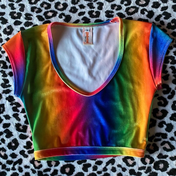 J Valentine Rainbow Velvet Crop Top 🍭 Dollskill festival rave - Picture 2 of 11